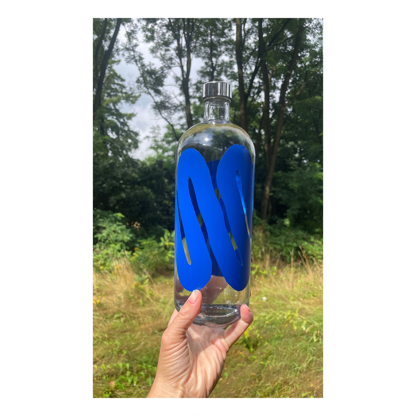 Blue waves - Glass water bottle 700ml