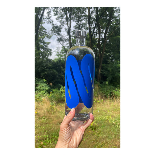 Blue waves - Glass water bottle 700ml