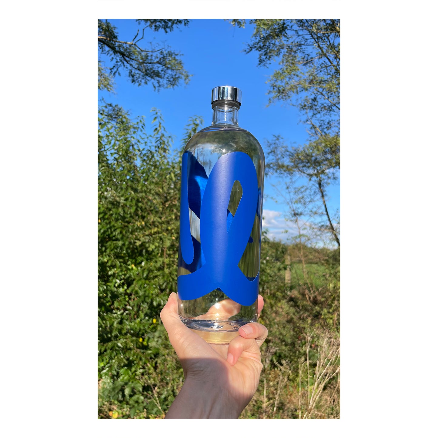 Loop blue - Glass water bottle 700ml